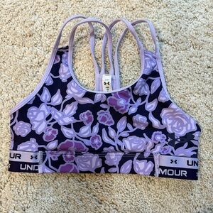 Youth Under Armour Kids Floral Sports Bra - Purple and Black